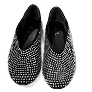 RAYE Jane Flat Black - Size 7 | Crystal Embellished Suede Flats